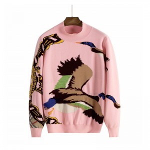 OEM \u0026 ODM Custom Logo Jacquard Intarsia Wild Goose Fashion Design Gebreide Dames Pullover Sweater