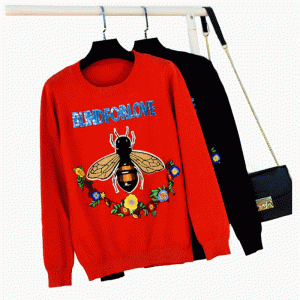Custom Design Computer Knit Bee Letters en Flower Patchwork Dames Pullover sweater