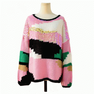 2019 handgemaakte genaaide paillettenapplicaties herfst winter Mohair pullover sweater